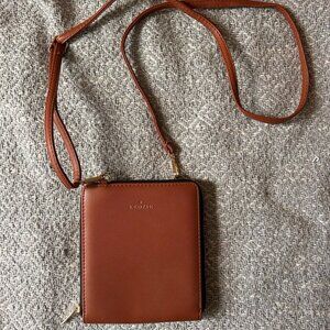Kedzie Vegan Leather Crossbody Wallet Bag – Chestnut Brown
